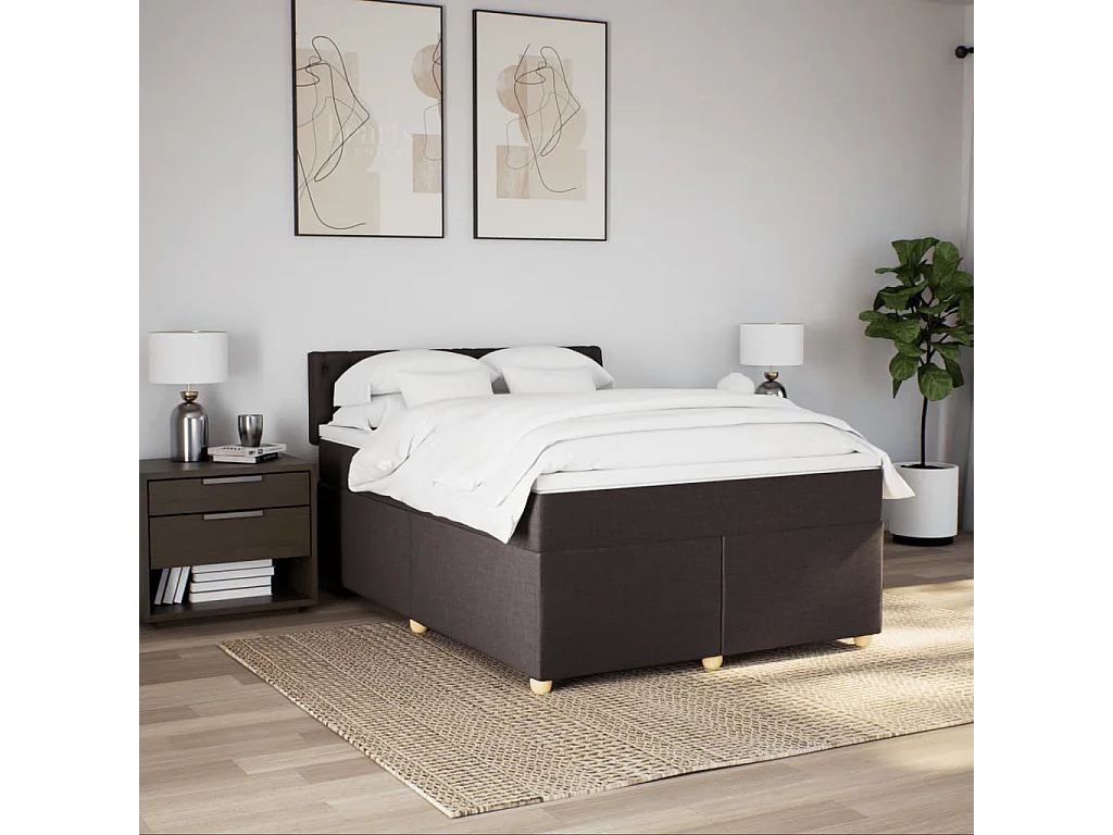 Boxspring met matras stof donkerbruin 160x200 cm