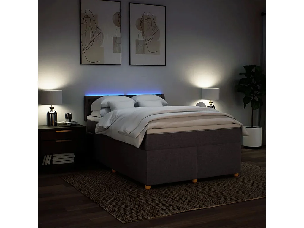 Boxspring met matras stof donkerbruin 160x200 cm