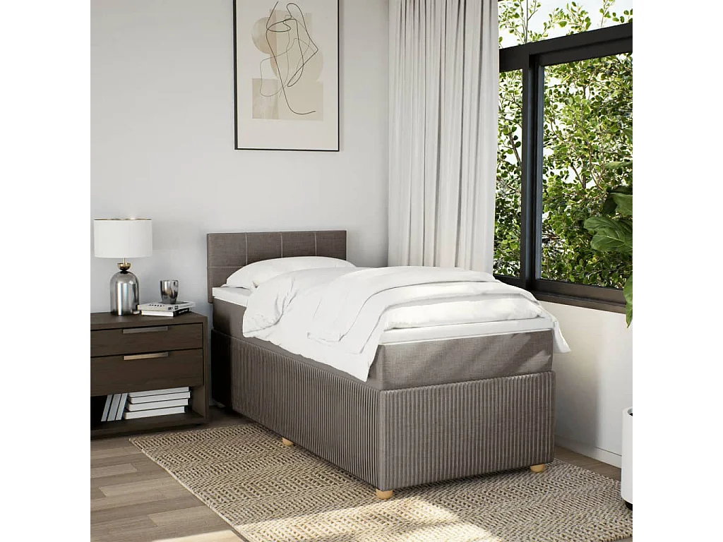 Sommier à lattes de lit avec matelas Taupe 90x200 cm Tissu