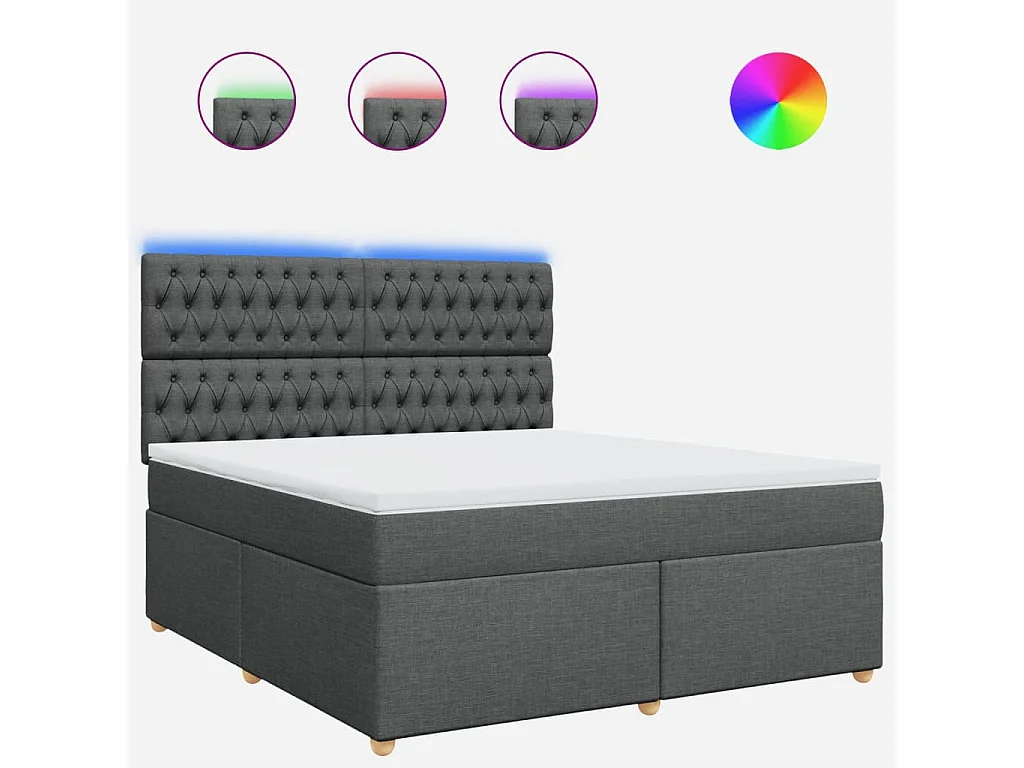 Sommier à lattes de lit avec matelas Gris foncé 180x200cm Tissu