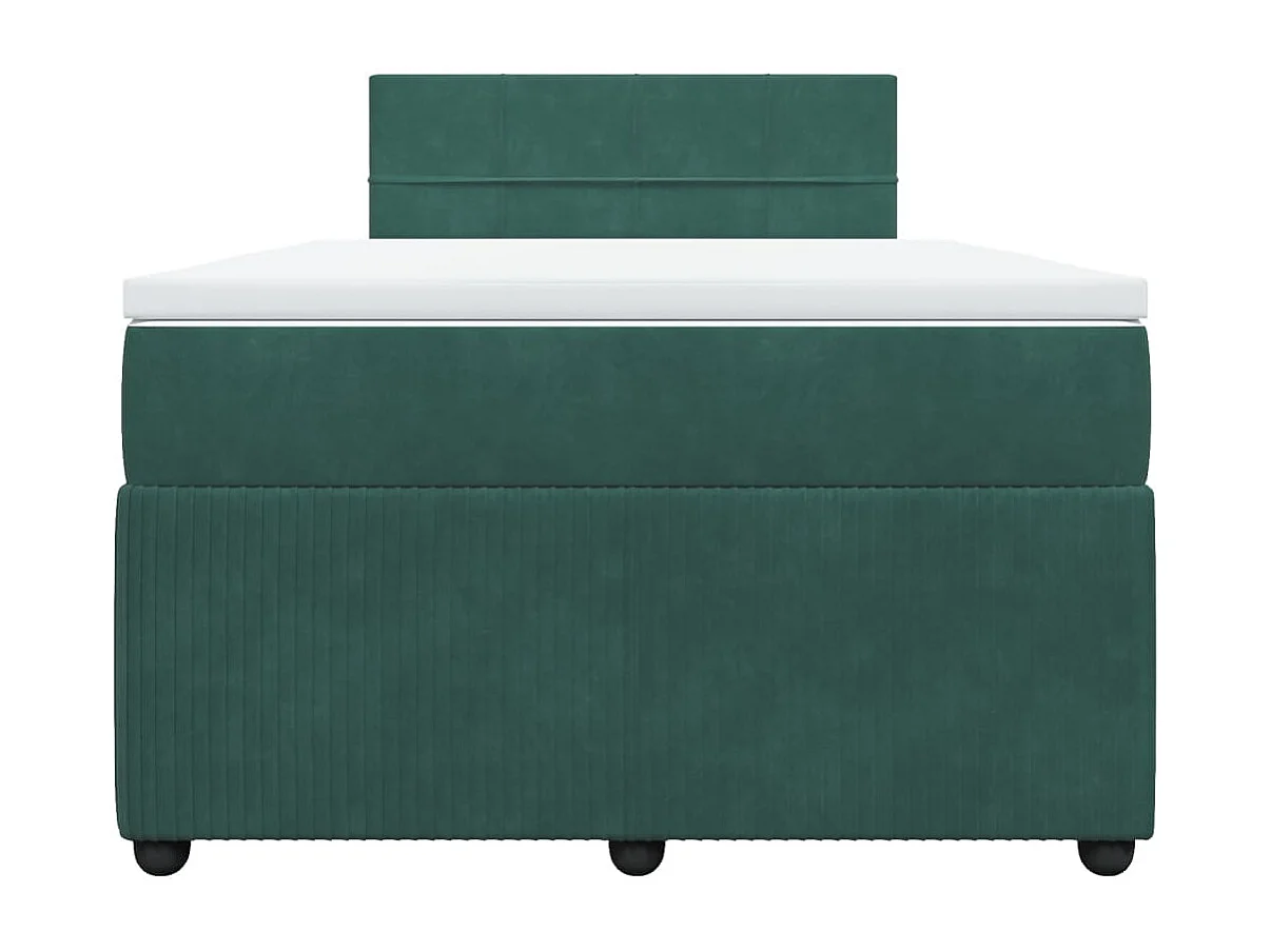 Cama boxspring com colchão 120x200 cm veludo verde-escuro