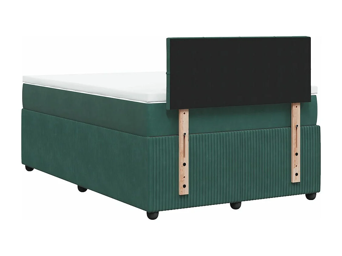 Cama boxspring com colchão 120x200 cm veludo verde-escuro