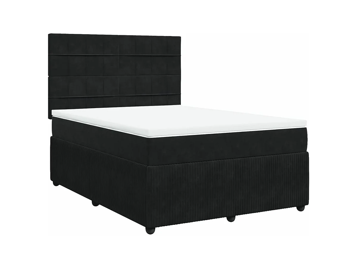 Cama box spring con colchón terciopelo negro 140x200 cm