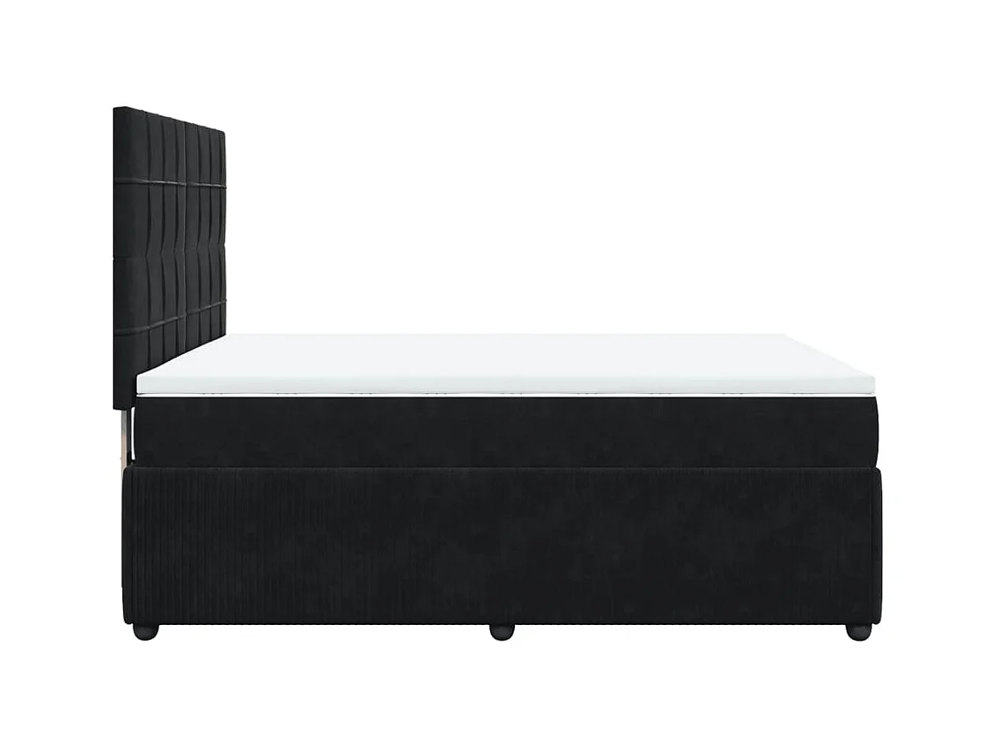 Cama box spring con colchón terciopelo negro 140x200 cm