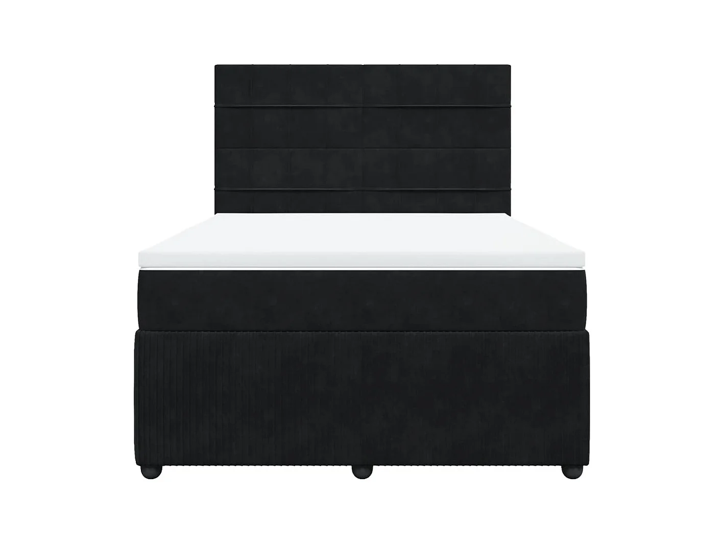 Cama box spring con colchón terciopelo negro 140x200 cm