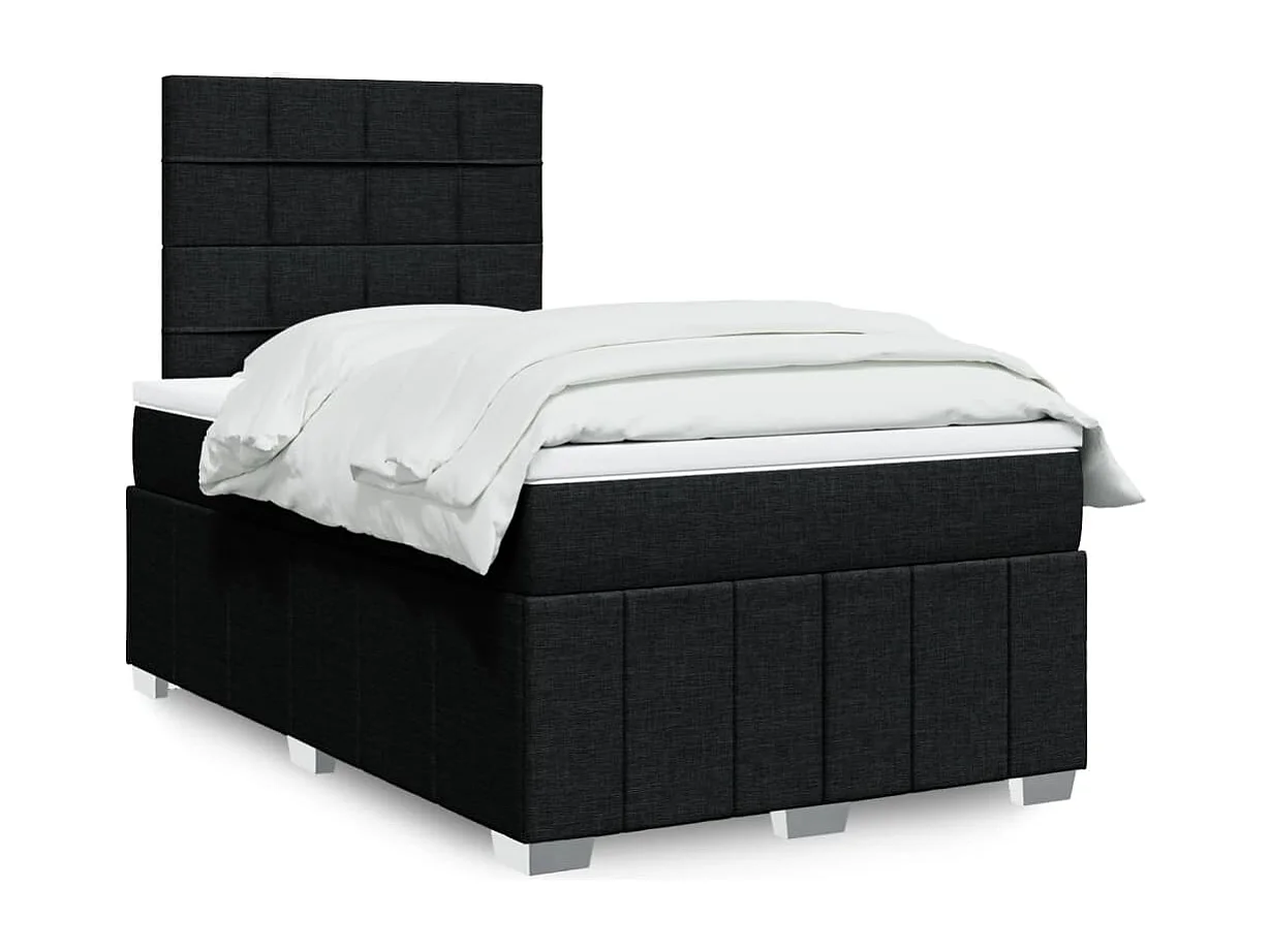 Cama box spring con colchón tela negro 120x200 cm