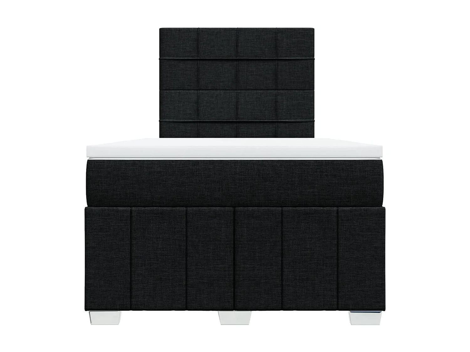 Cama box spring con colchón tela negro 120x200 cm