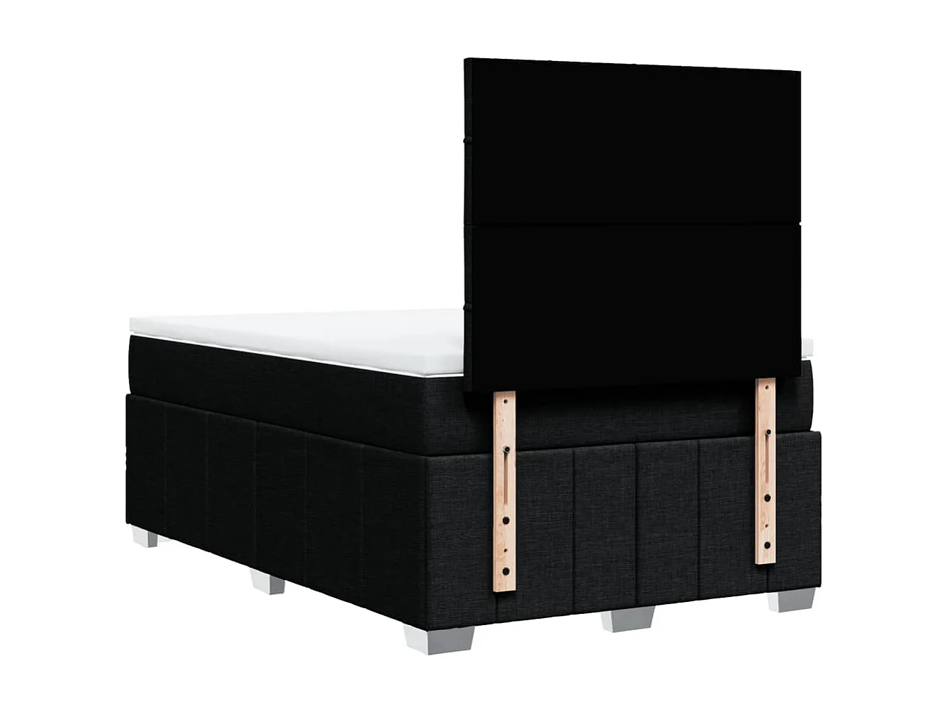 Cama box spring con colchón tela negro 120x200 cm