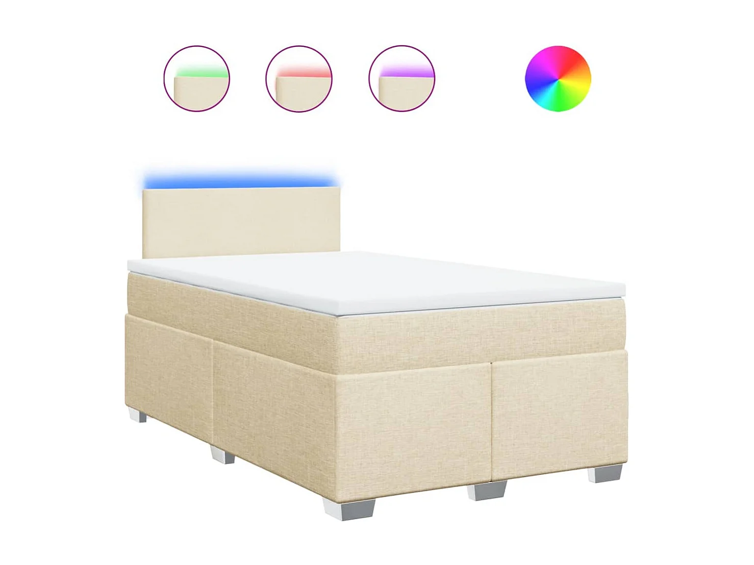 Sommier à lattes de lit avec matelas crème 120x190 cm tissu