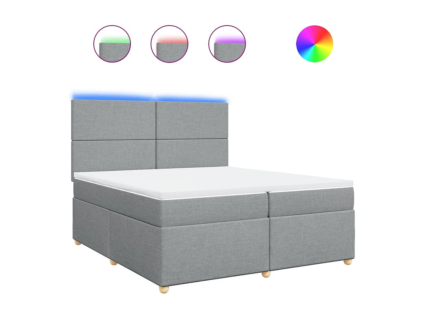 Cama box spring con colchón tela gris claro 200x200 cm