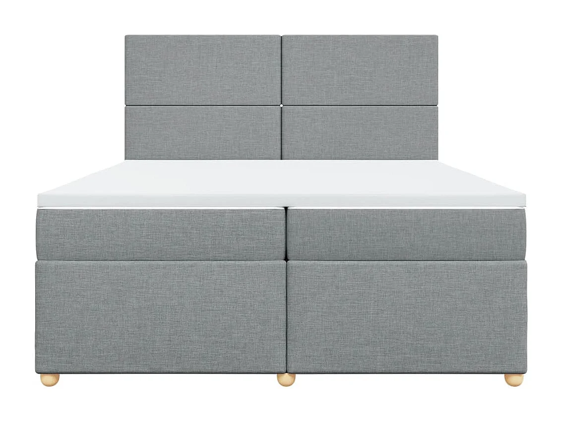 Cama box spring con colchón tela gris claro 200x200 cm