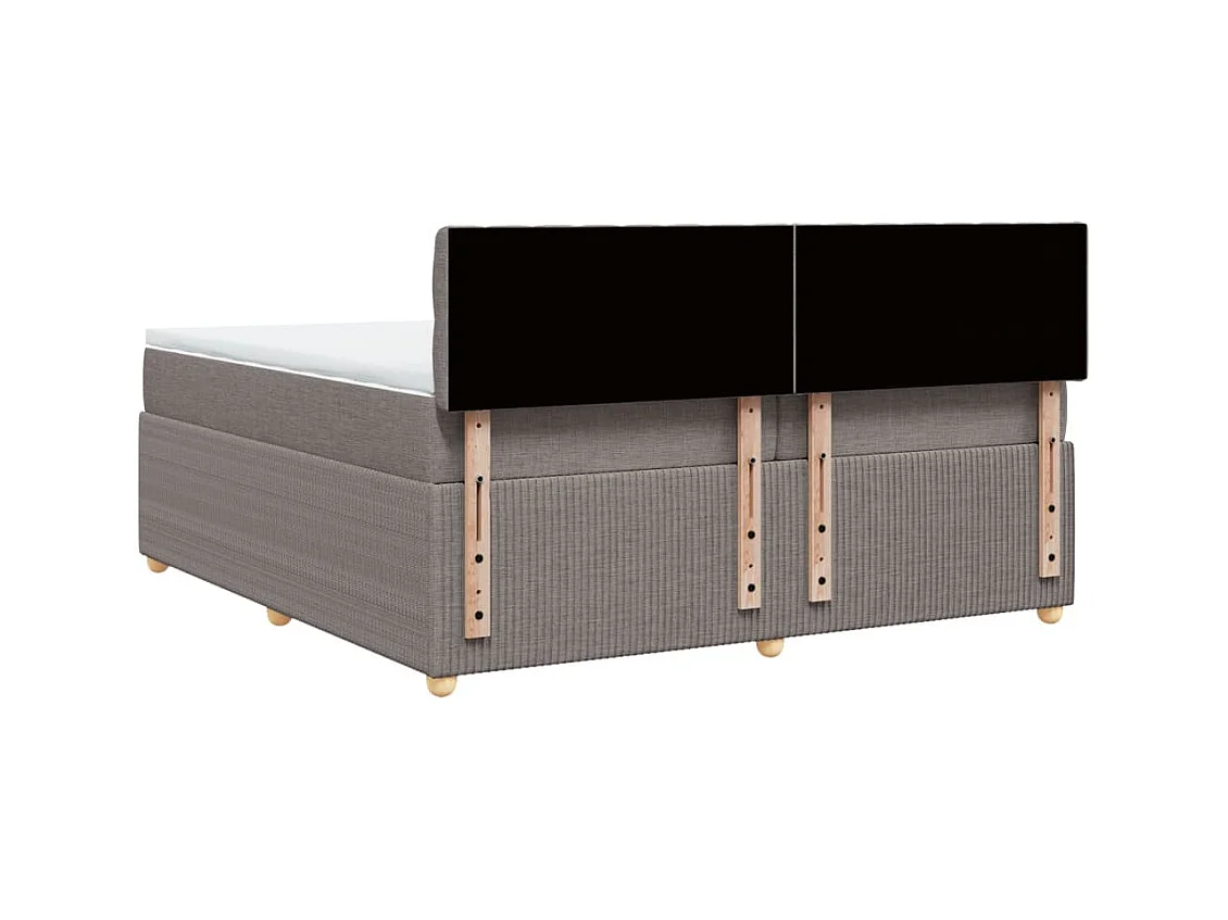 Cama box spring con colchón tela gris taupe 200x200 cm