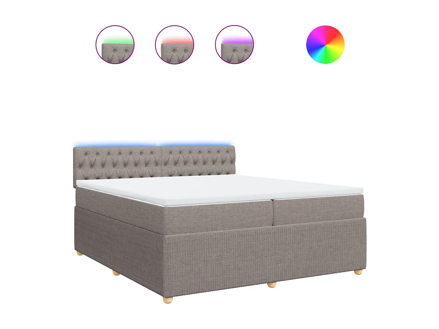 Sommier à lattes de lit avec matelas Taupe 200x200 cm Tissu