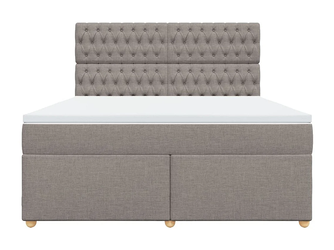 Cama box spring con colchón tela gris taupe 180x200 cm