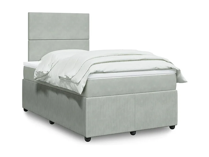 Sommier à lattes de lit et matelas Gris clair 120x200cm Velours