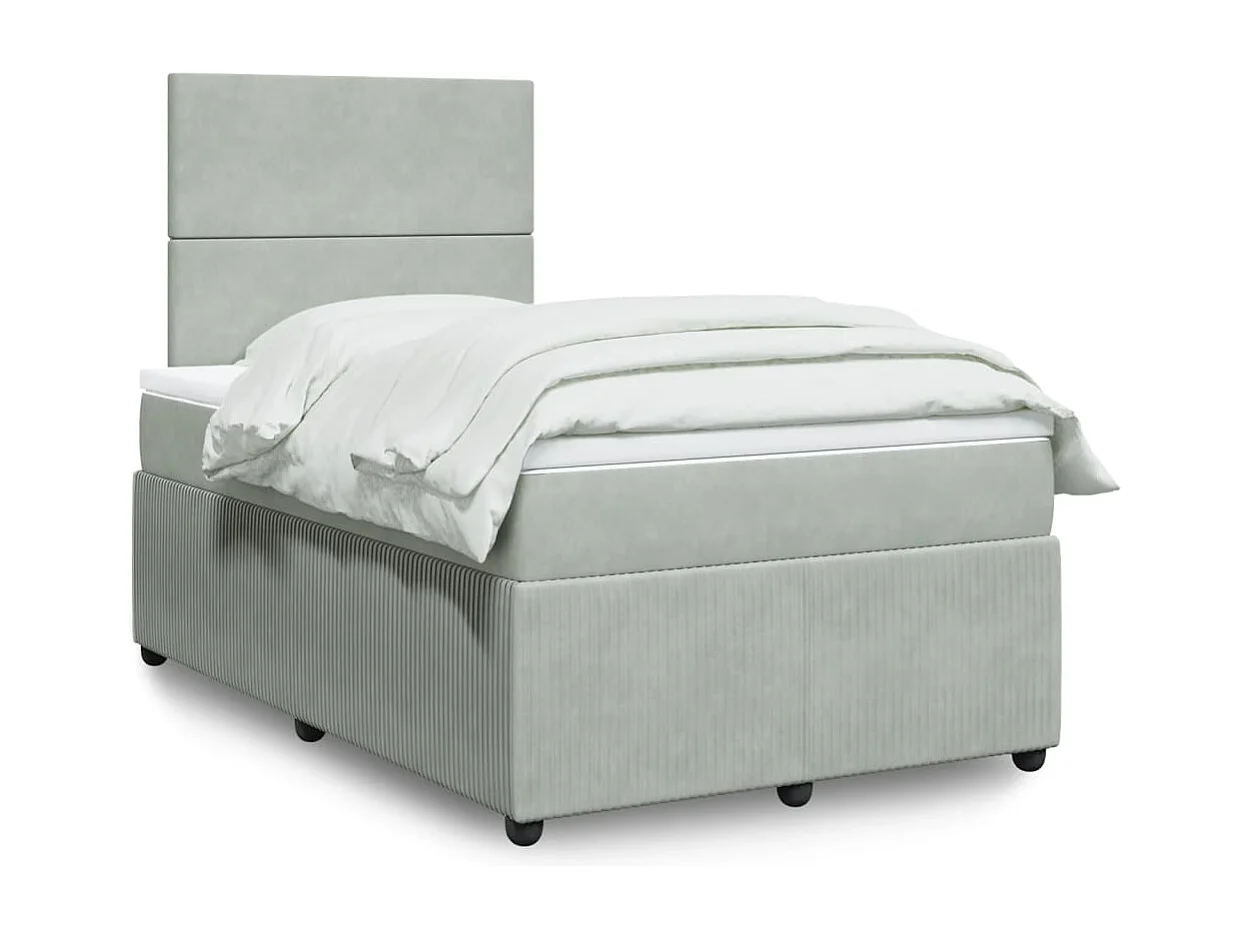 Sommier à lattes de lit et matelas Gris clair 120x200cm Velours