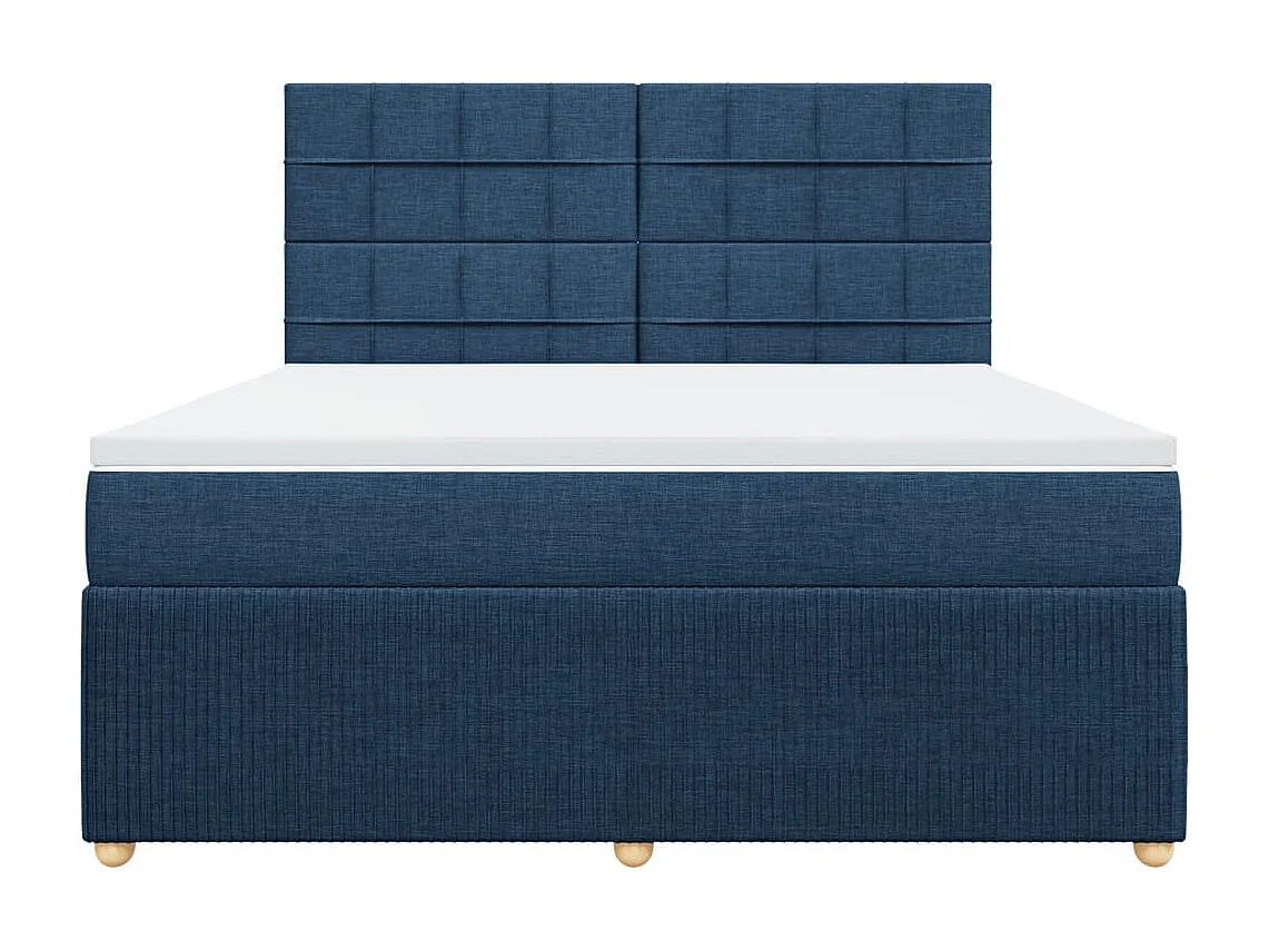 Cama box spring con colchón tela azul 180x200 cm