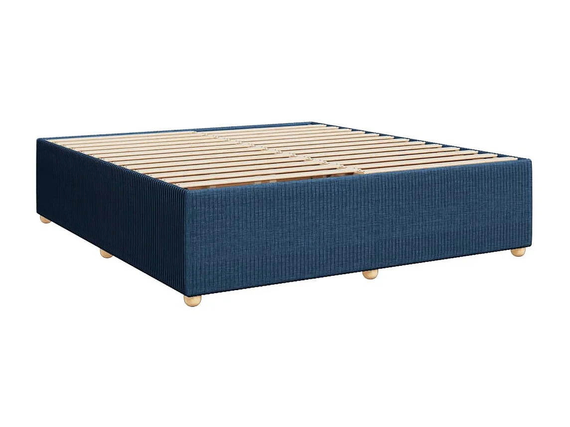 Cama box spring con colchón tela azul 180x200 cm