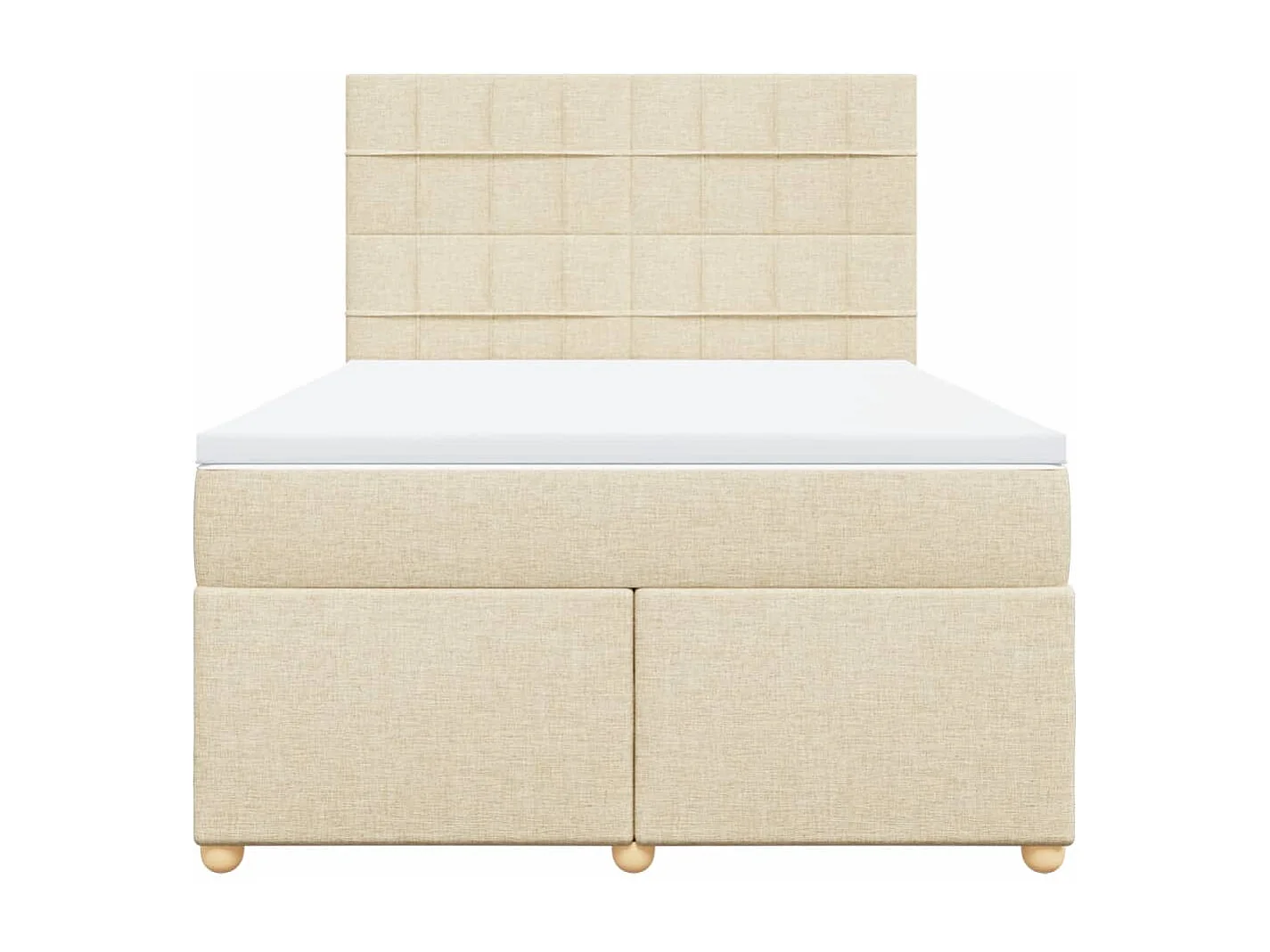 Cama box spring con colchón tela color crema 160x200 cm