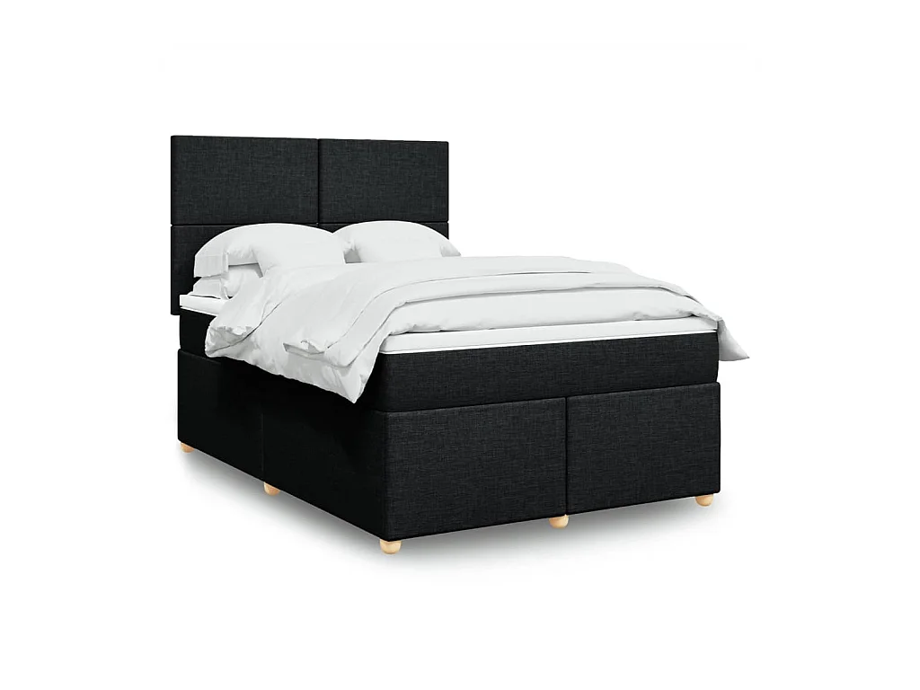 Sommier à lattes de lit avec matelas Noir 140x190 cm Tissu