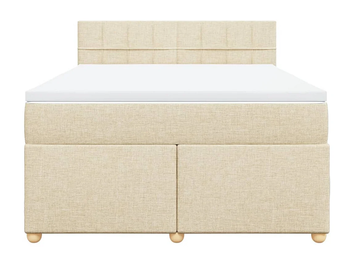 Cama box spring con colchón tela color crema 160x200 cm