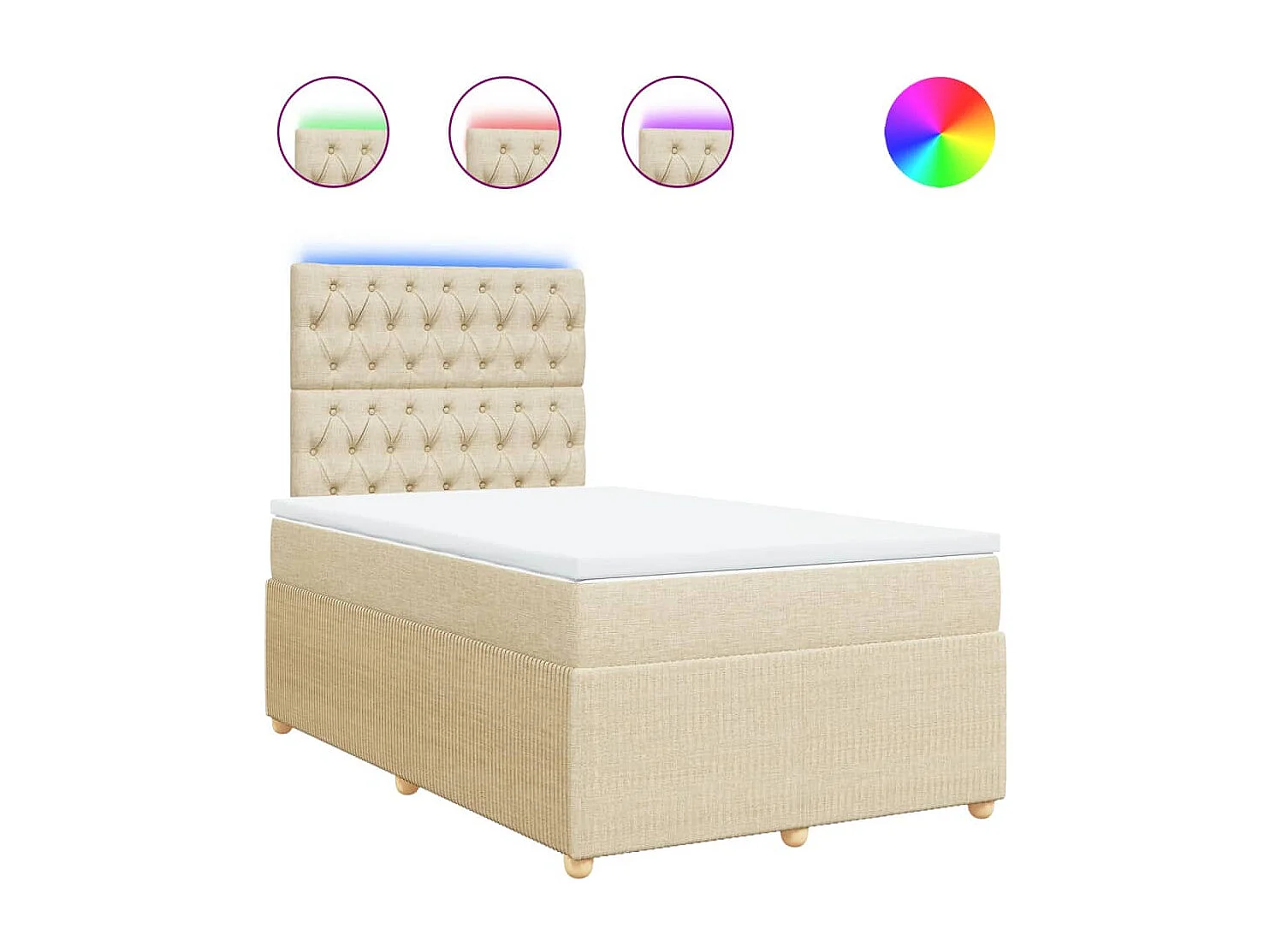 Sommier à lattes de lit avec matelas Crème 120x200 cm Tissu