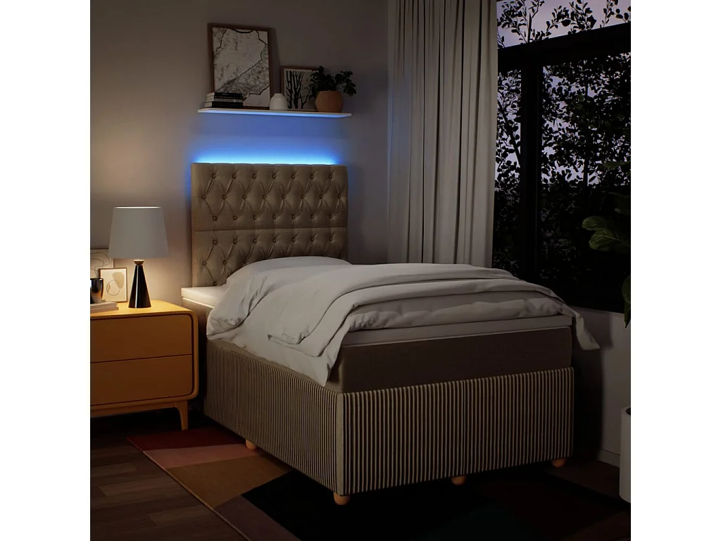 Sommier à lattes de lit avec matelas Crème 120x200 cm Tissu