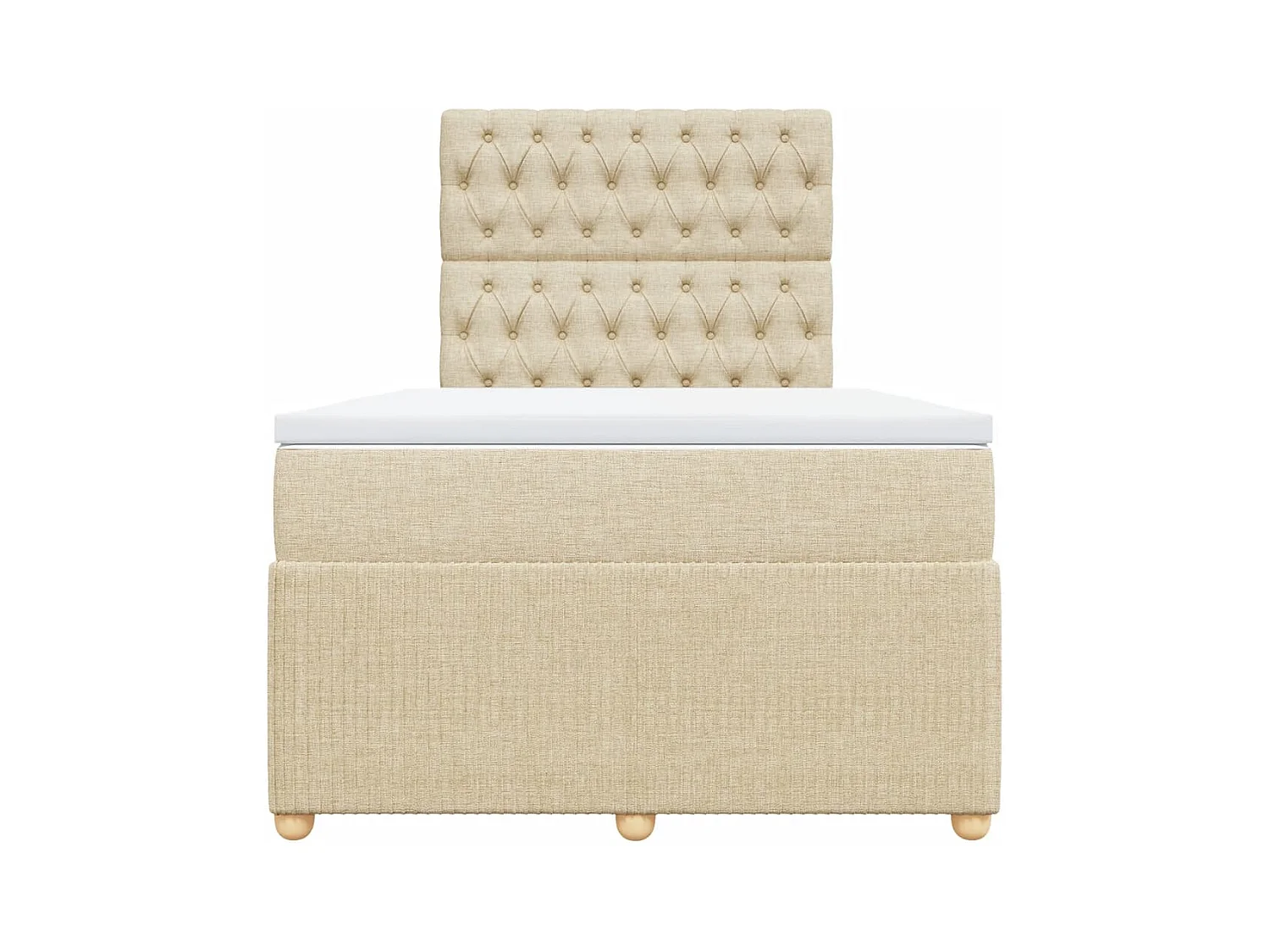 Cama box spring con colchón tela color crema 120x200 cm