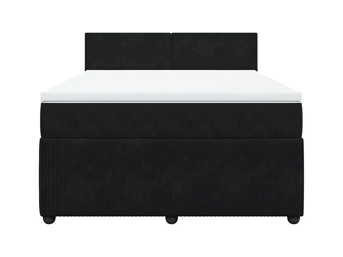 Sommier à lattes de lit avec matelas Noir 140x200 cm Velours