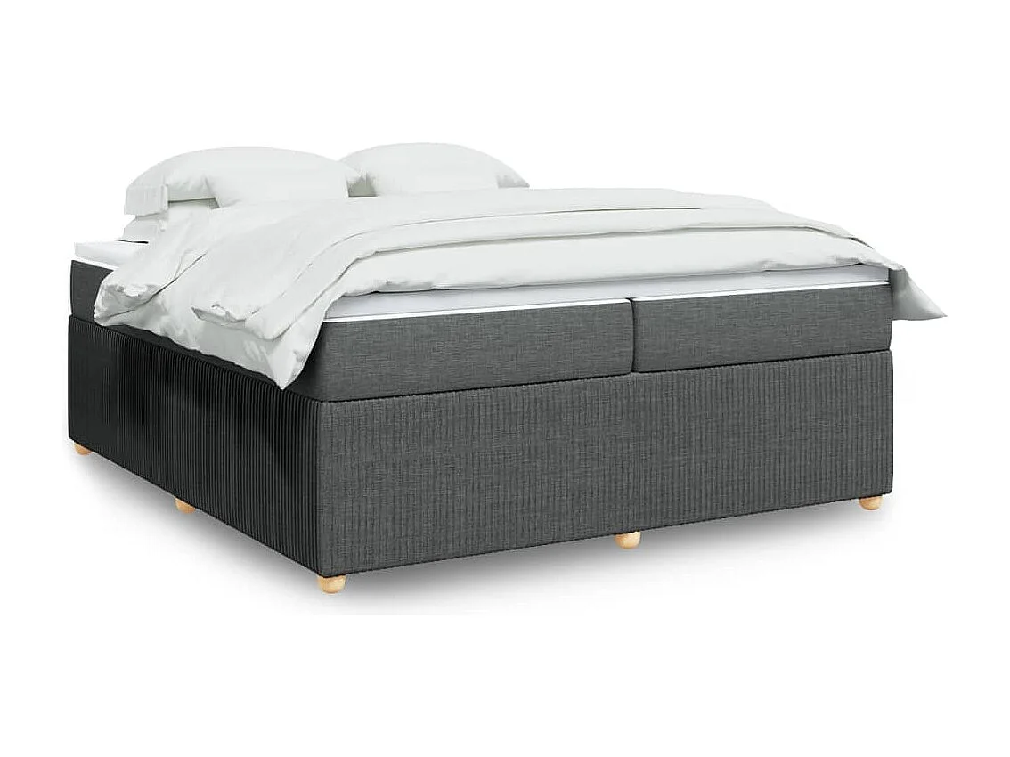 Sommier à lattes de lit avec matelas Gris foncé 200x200cm Tissu