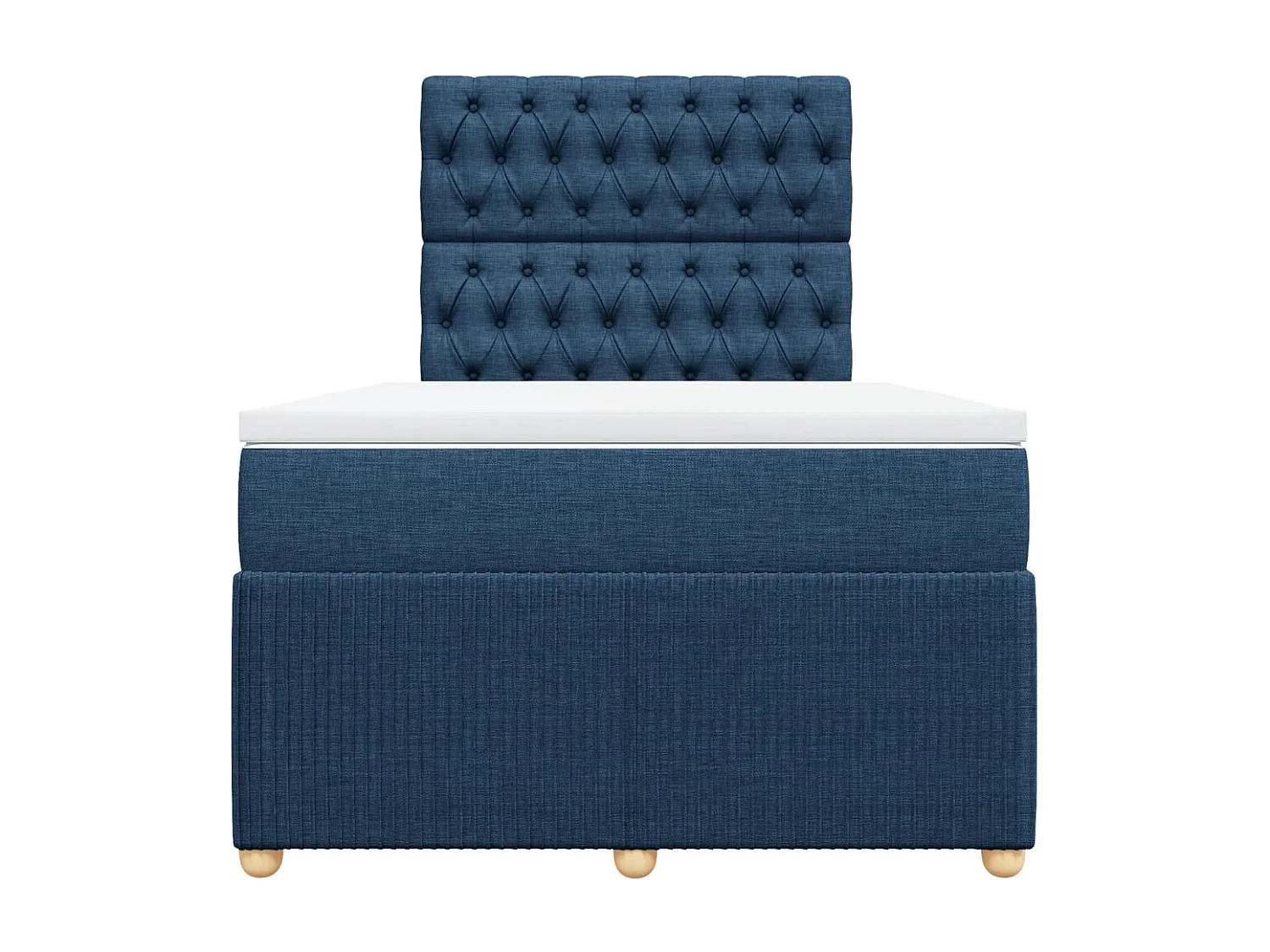 Cama box spring con colchón tela azul 120x200 cm