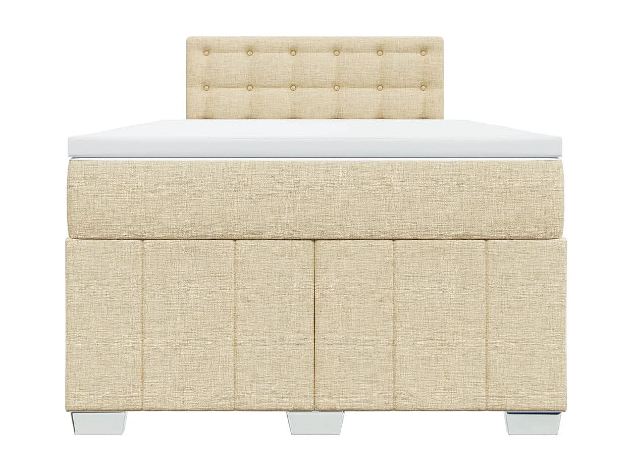 Cama box spring con colchón tela color crema 120x200 cm