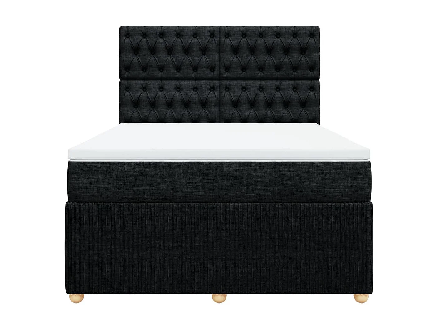 Cama box spring con colchón tela negro 140x190 cm
