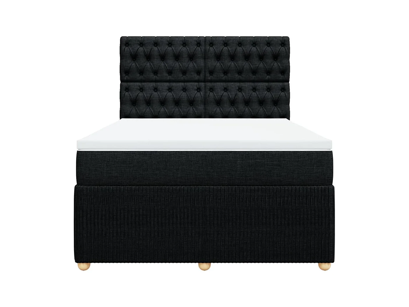 Sommier à lattes de lit avec matelas Noir 140x190 cm Tissu