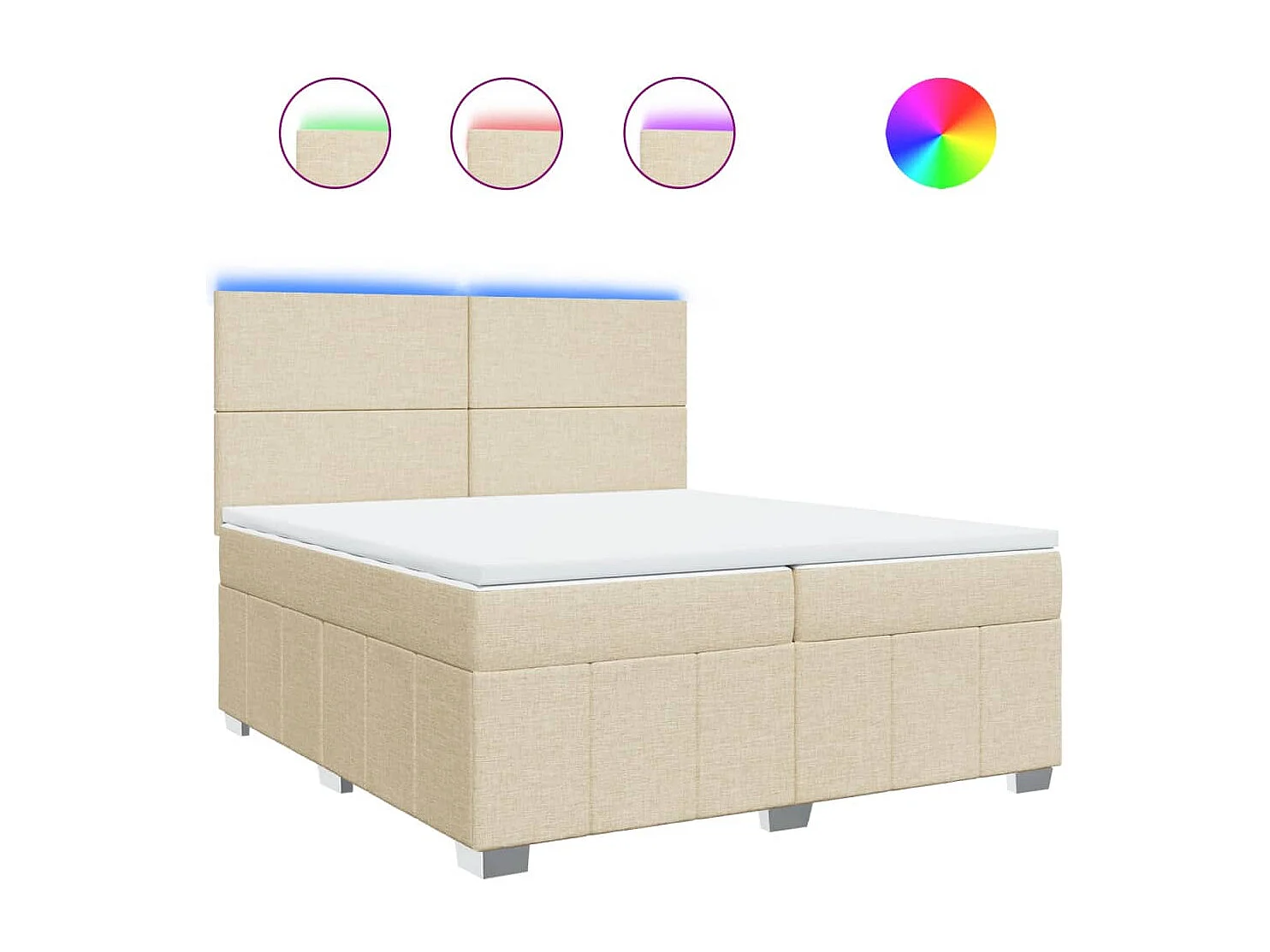 Sommier à lattes de lit avec matelas Crème 200x200 cm Tissu