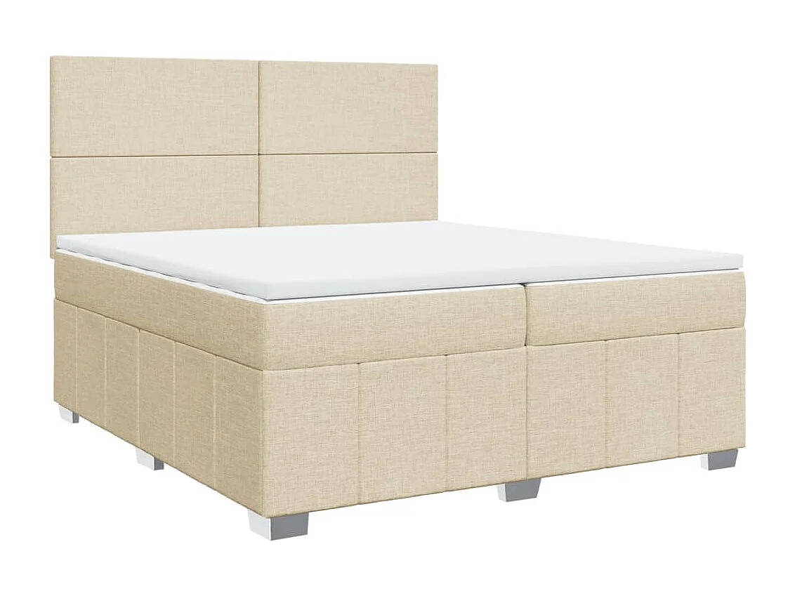 Sommier à lattes de lit avec matelas Crème 200x200 cm Tissu