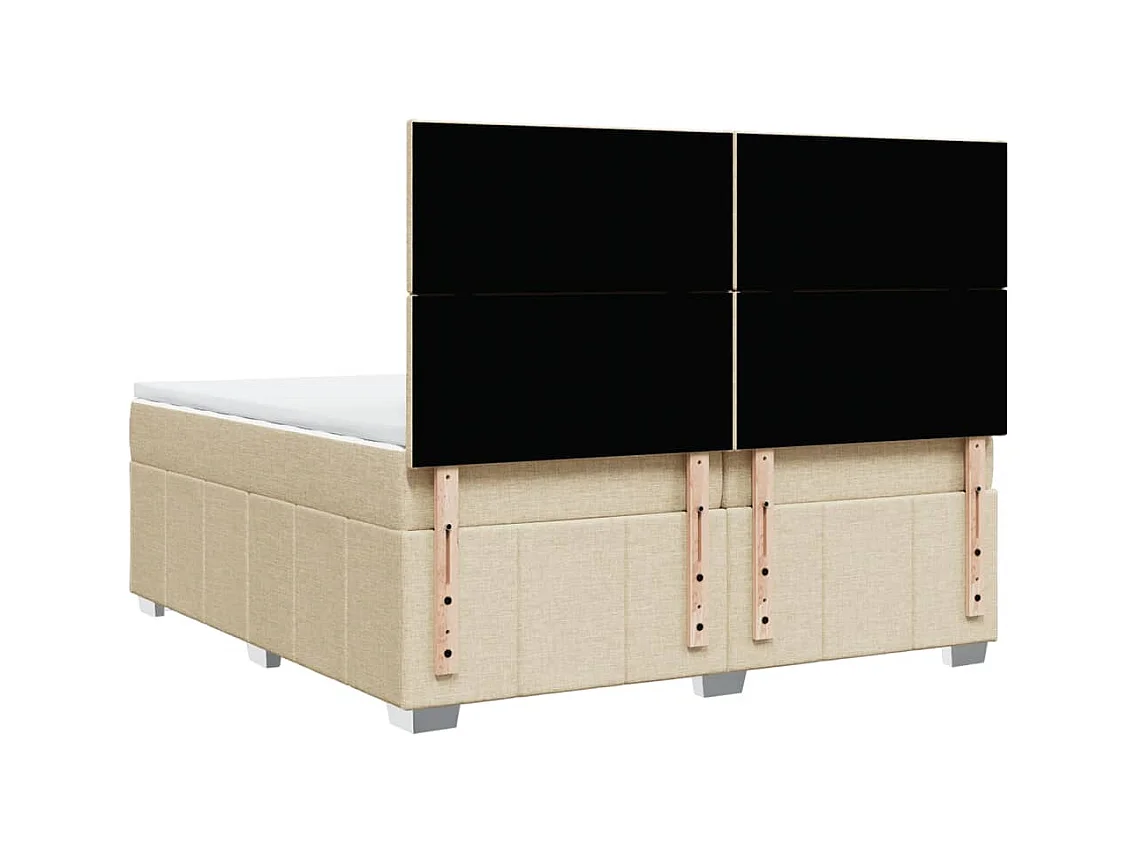 Sommier à lattes de lit avec matelas Crème 200x200 cm Tissu