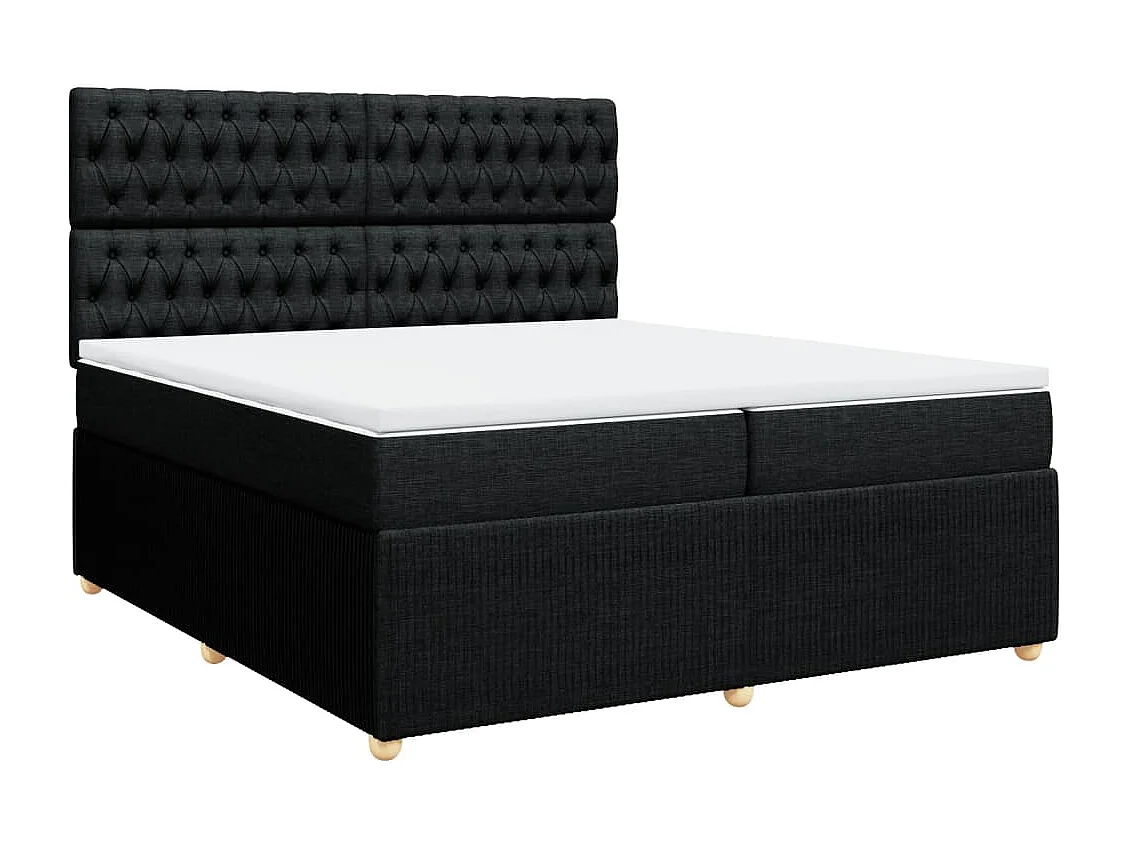 Cama box spring con colchón tela negro 200x200 cm