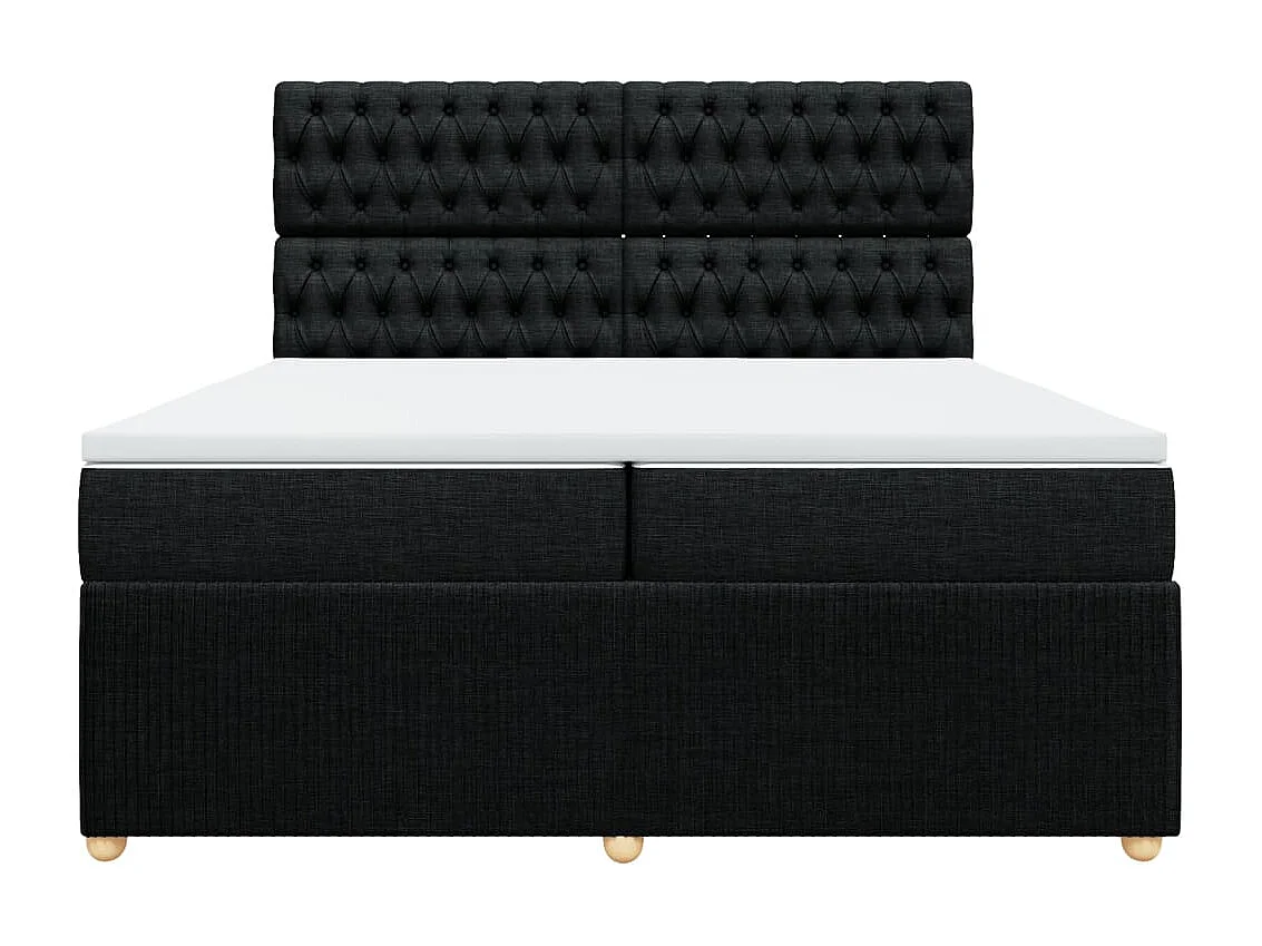 Cama box spring con colchón tela negro 200x200 cm
