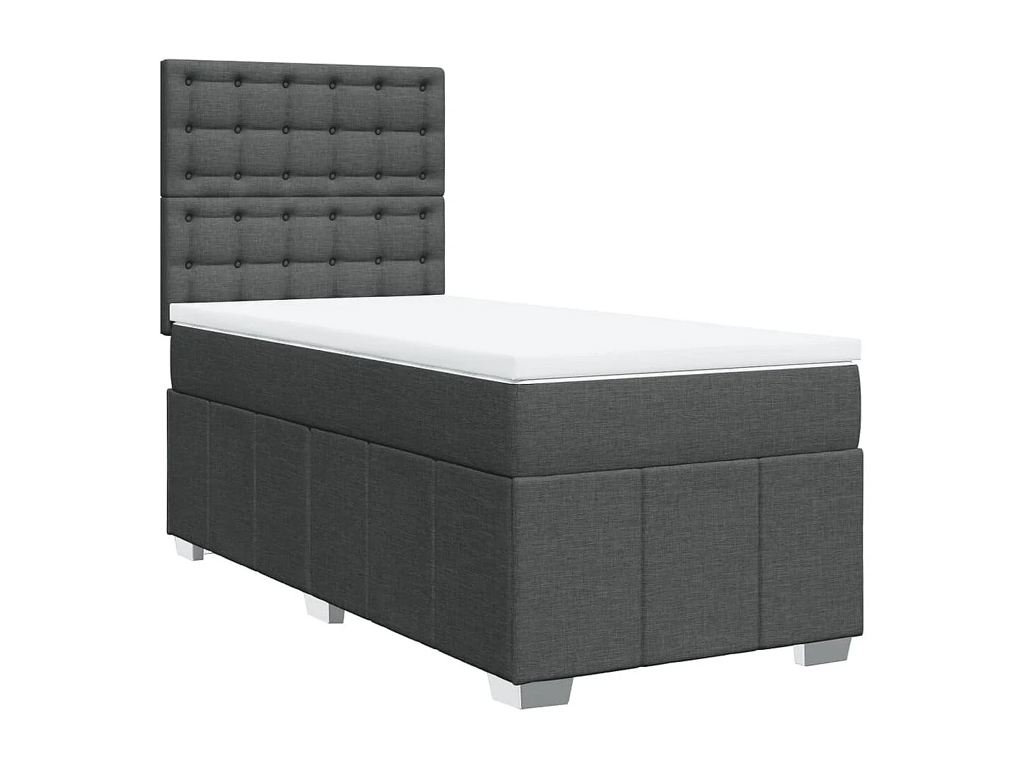 Sommier à lattes de lit avec matelas Gris foncé 90x200 cm Tissu