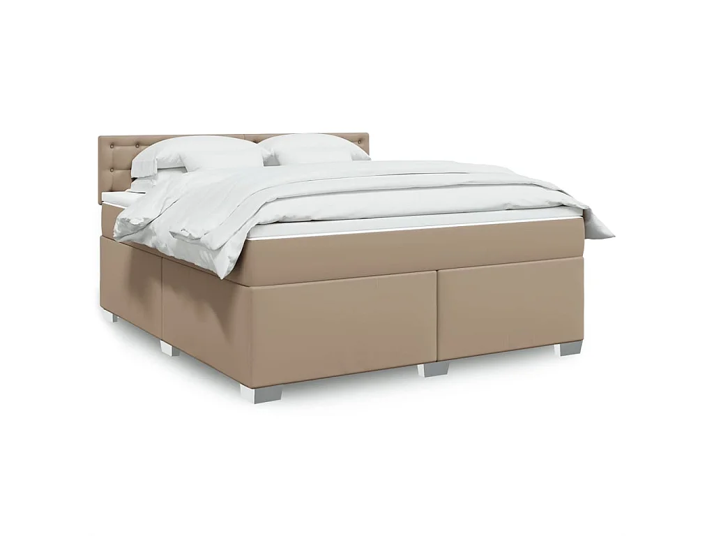 Cama box spring con colchón cuero sintético capuchino 180x200cm