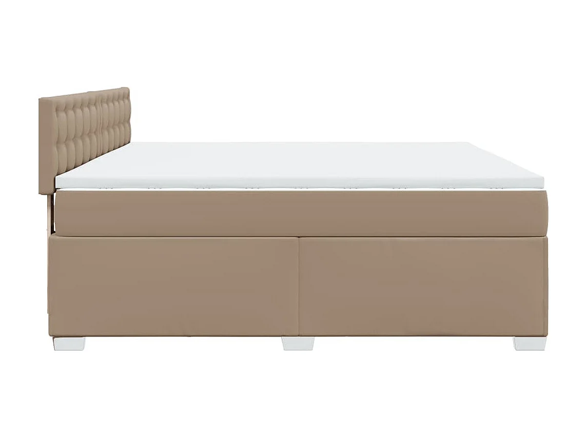 Cama box spring con colchón cuero sintético capuchino 180x200cm