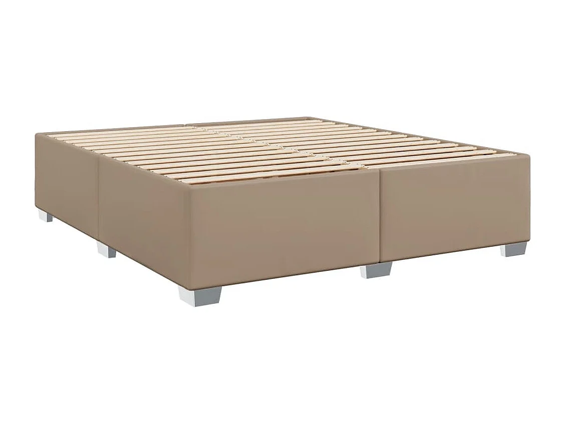 Cama box spring con colchón cuero sintético capuchino 180x200cm