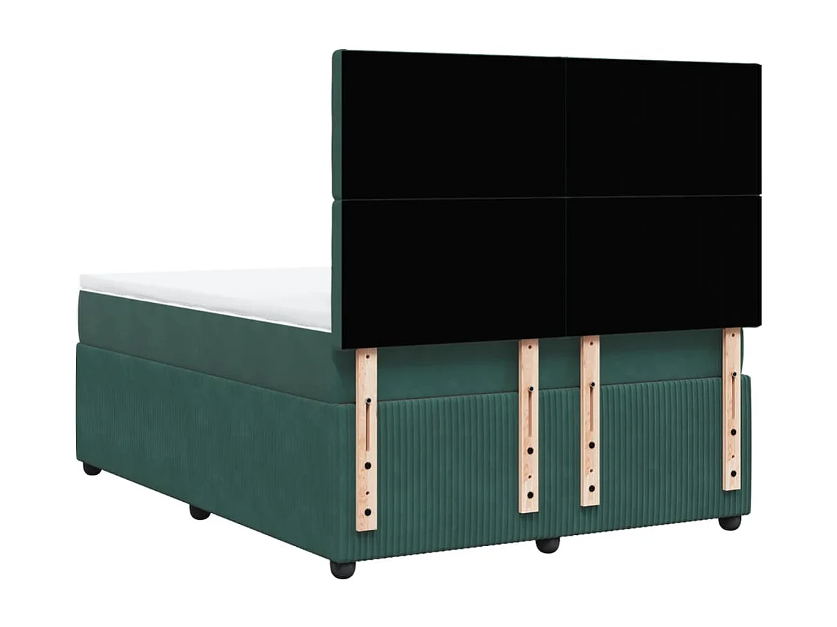 Cama box spring con colchón terciopelo verde oscuro 160x200 cm