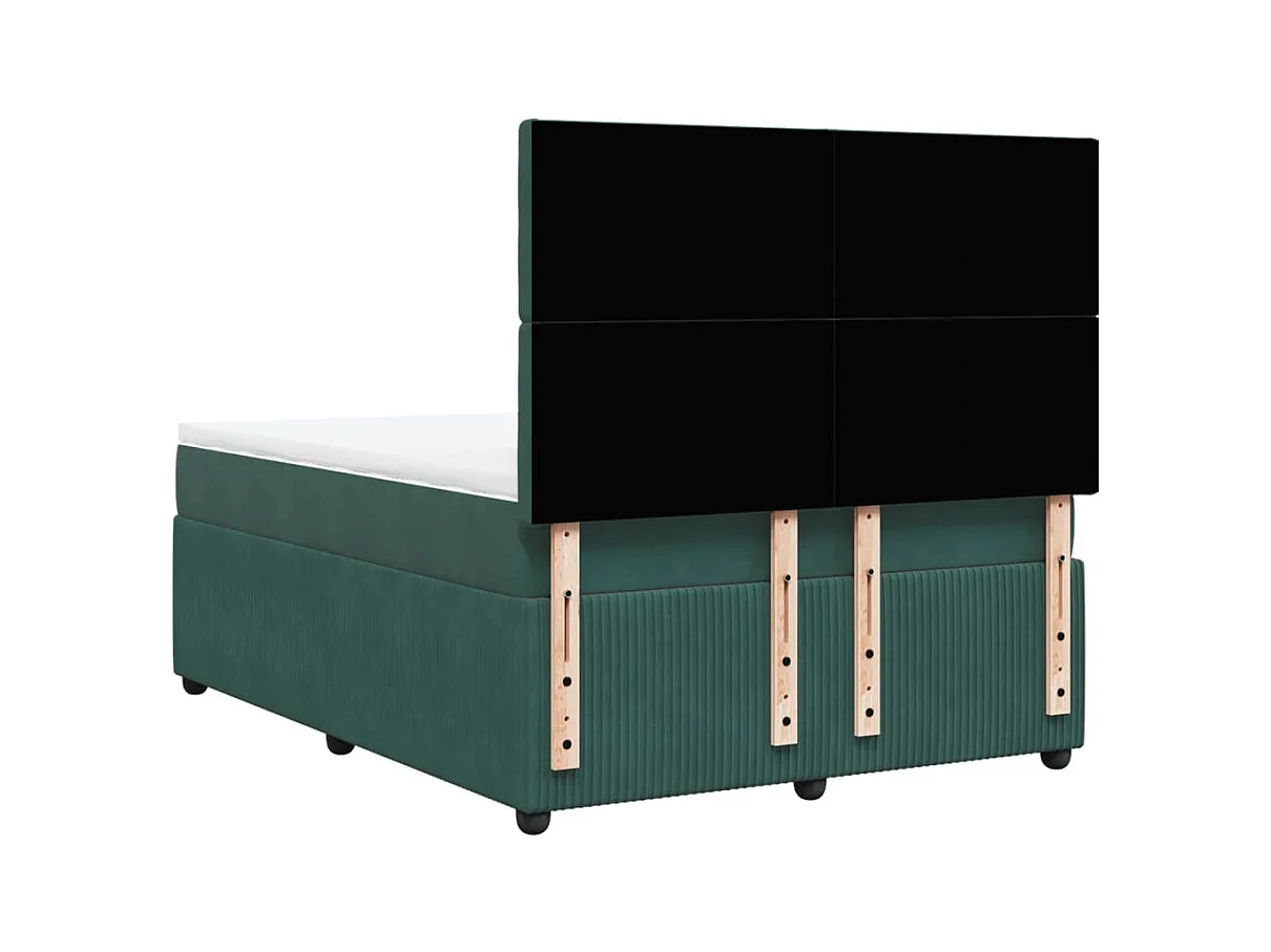 Cama com molas/colchão 160x200 cm veludo verde-escuro