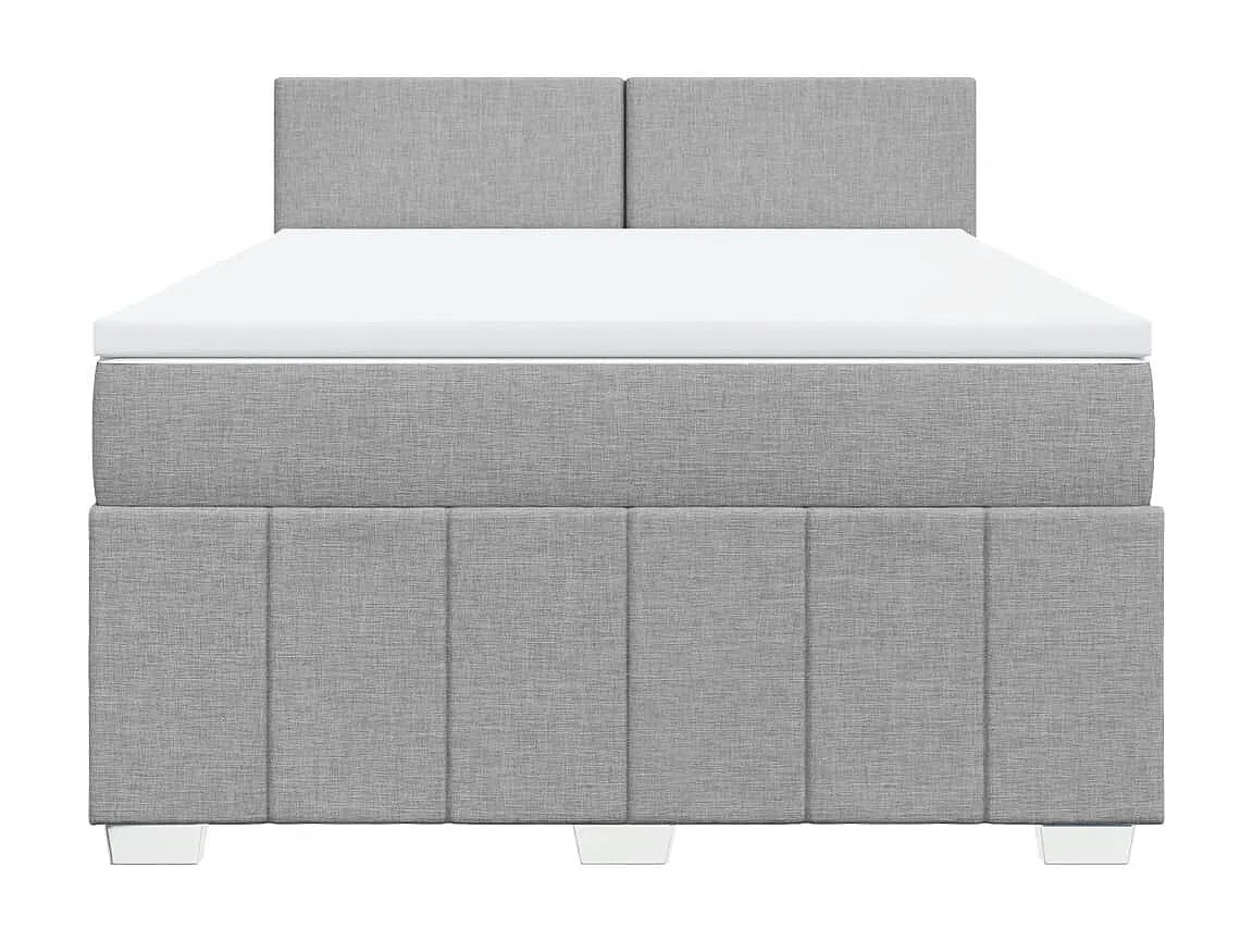 Sommier à lattes de lit avec matelas Gris clair 140x190cm Tissu