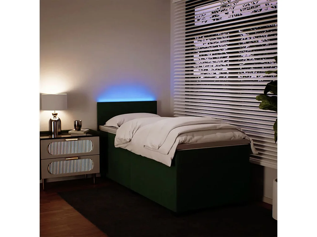 Boxspring met matras fluweel donkergroen 90x200 cm