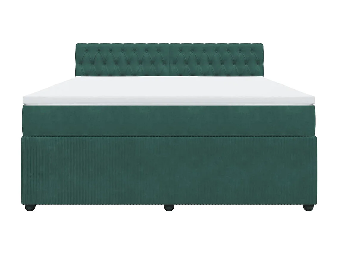 Cama com molas/colchão 180x200 cm veludo verde-escuro