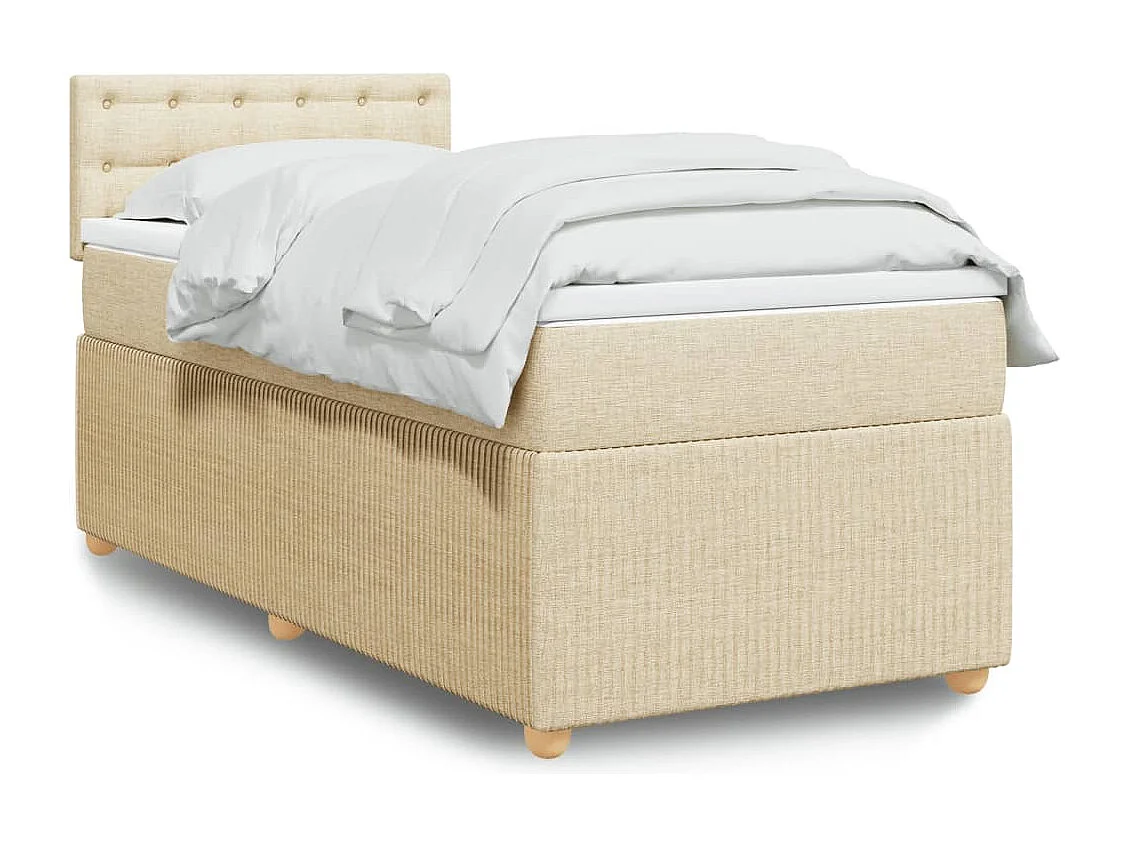 Sommier à lattes de lit avec matelas Crème 90x200 cm Tissu