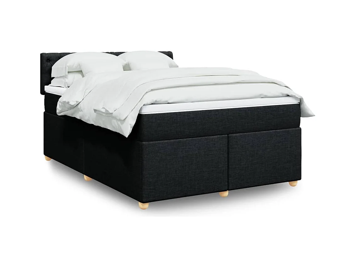 Sommier à lattes de lit avec matelas Noir 140x190 cm Tissu